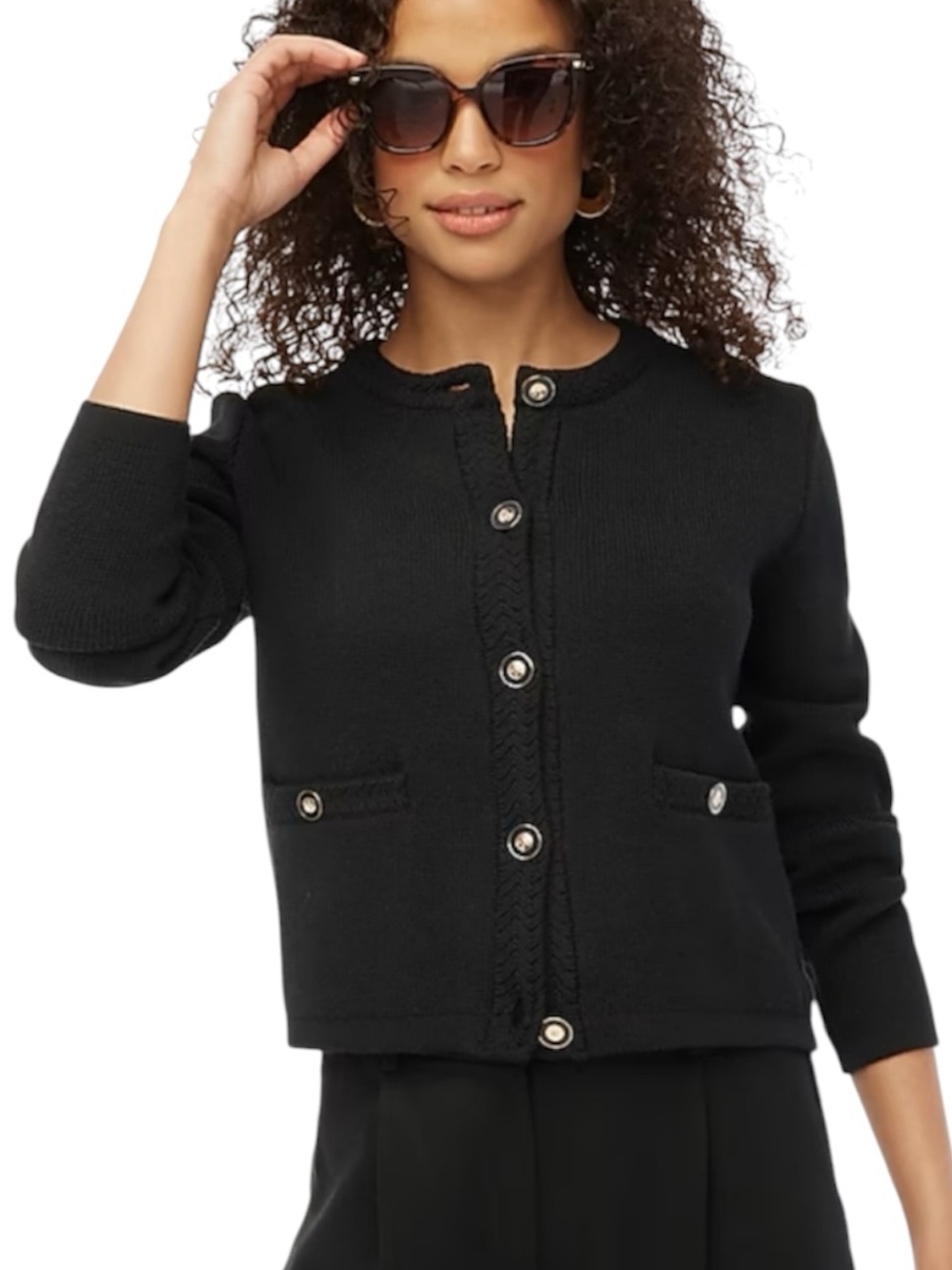J Crew Emilie Lady Jacket Sweater Black Size Large NWOT